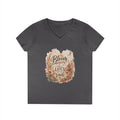Bloom Through Every Season Women's V-Neck T-Shirt — "Bloom Everyday Even If Life's Being Rude" Floral Tee