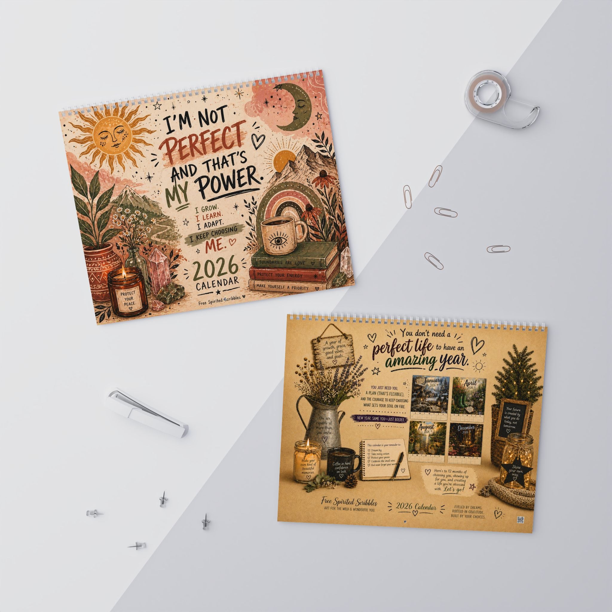 2026 Sassy Motivational Boho Wall Calendar
