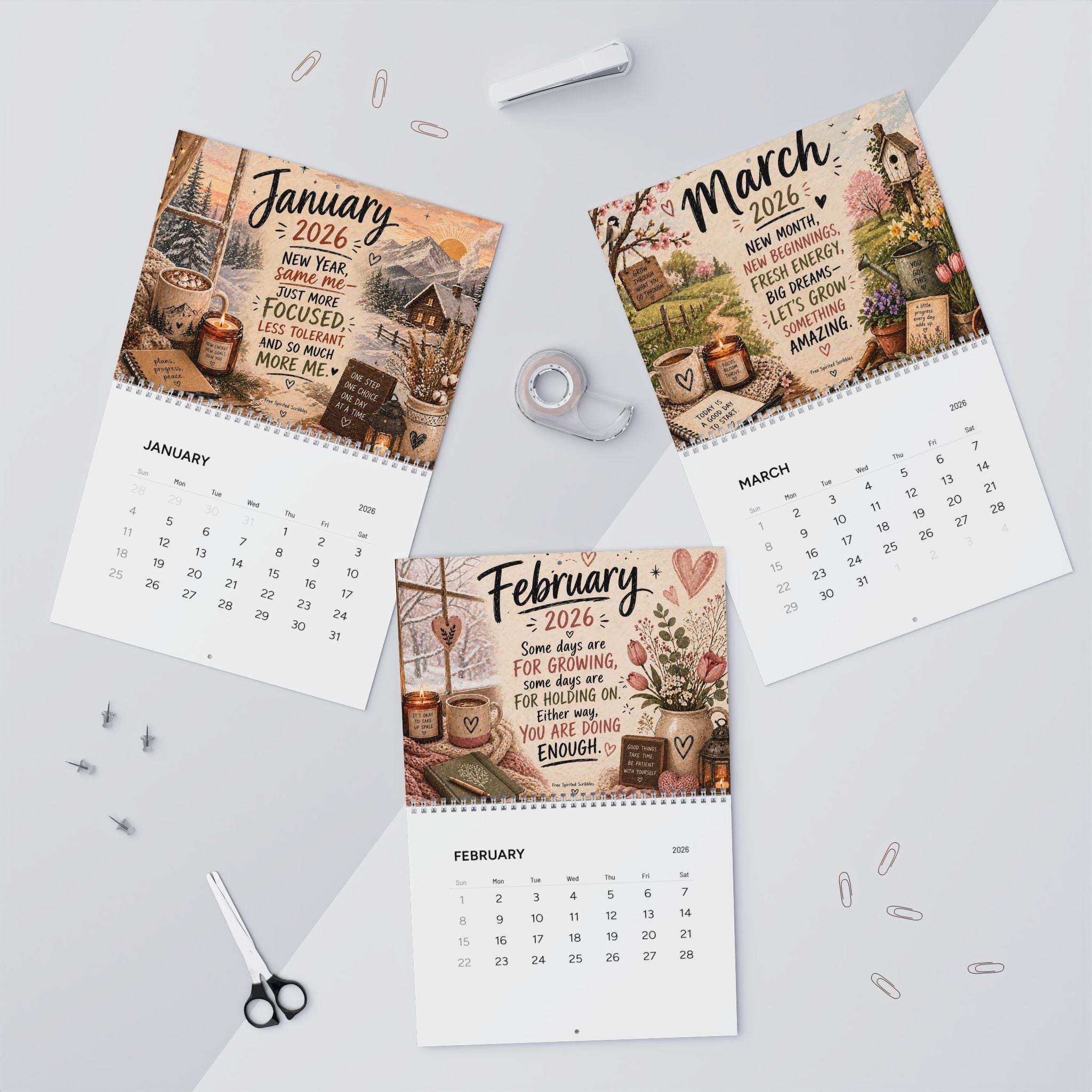 2026 Sassy Motivational Boho Wall Calendar