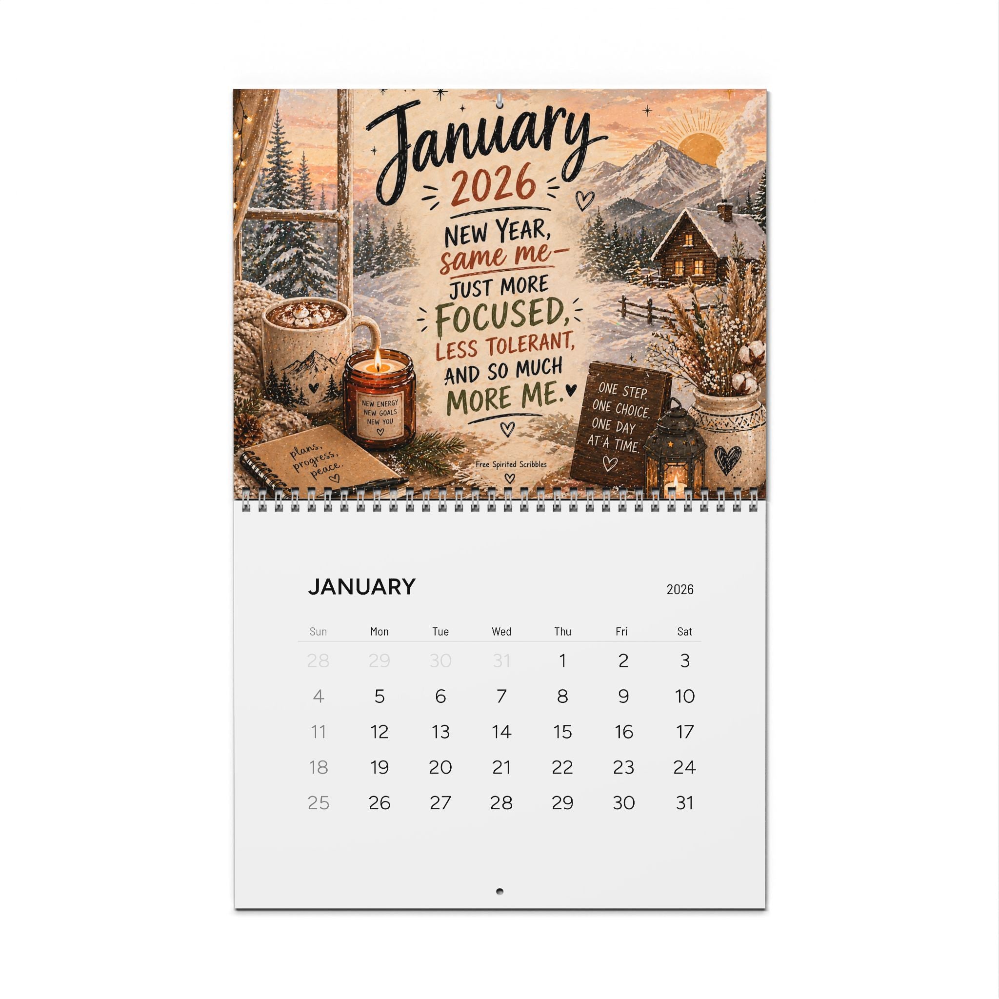 2026 Sassy Motivational Boho Wall Calendar