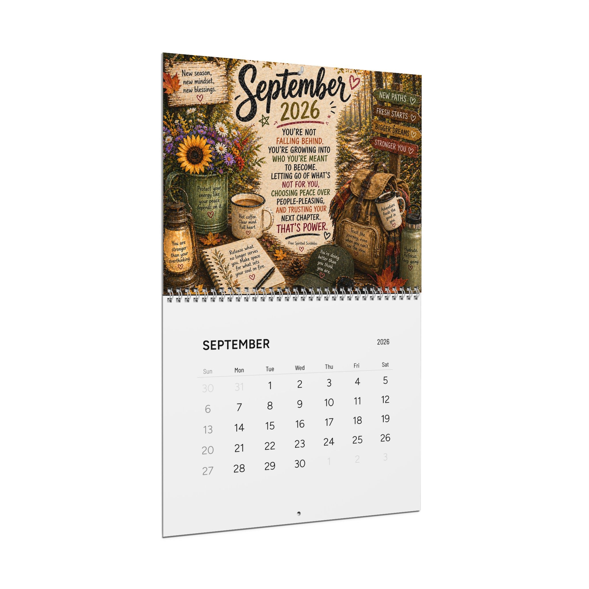 2026 Sassy Motivational Boho Wall Calendar