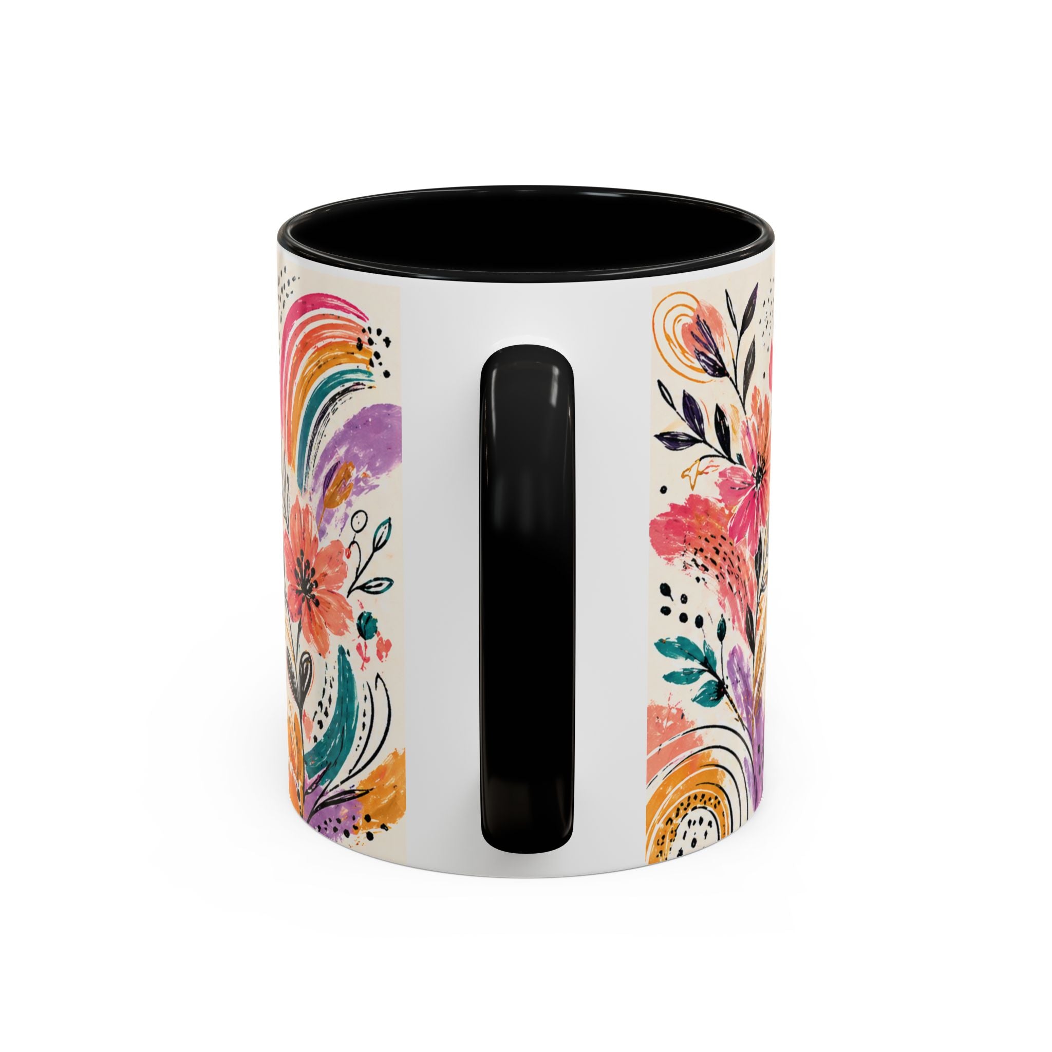 Doing My Best and Still a Little Unhinged Accent Coffee Mug — Colorful Motivational Rainbow Floral Design
